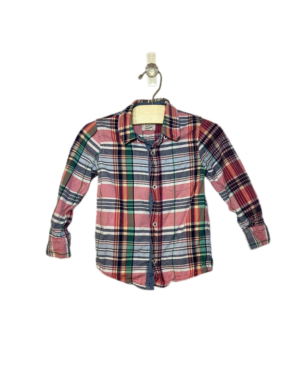 Peek Baby 12-18m Plaid Cotton Button-Down Shirt in Pink, Green & Navy